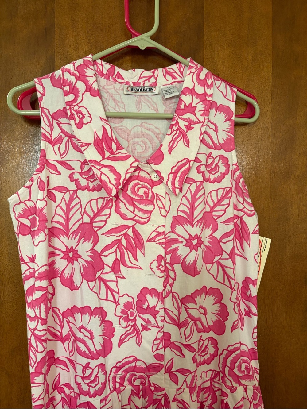 Pink Floral Sleeveless Dress - Headliners - Size M